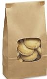 50 1 Lb. Tin Tie Bakery Bag w/ Window - Kraft