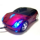 Leegoal Car Shaped USB Wired Optical Mouse for Notebook Laptop PC (Red)