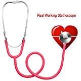 Gonioa Real Working Stethoscope for Kids Doctor Role Play Dual Head Stethoscope,Pink
