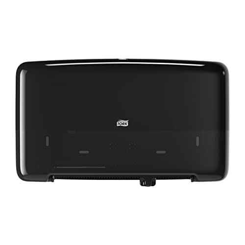 Tork Twin Mini Jumbo Toilet Paper Roll Wall Mounted Dispenser Black T2, High Capacity, Elevation Range, 555508