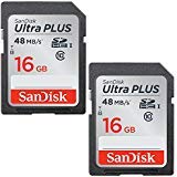 2 Pack 16GB Sandisk Ultra Plus Class 10 48mb/s SDHC SD Memory Card SDSDUP-016G-A46 UHS-I For Digital camera Nikon Canon Fujifilm Kodak