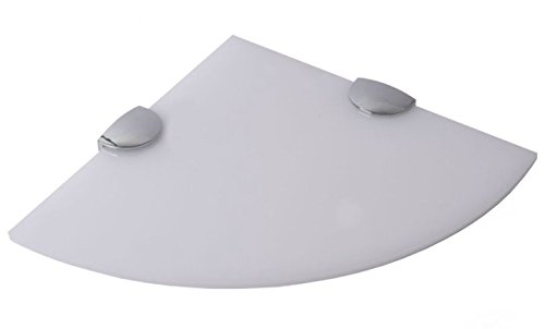 300mm 12" approx 5mm thickness Acrylic Corner Shelf for Bathroom Bedroom Office with Chrome Finish Shelf Supports (White)