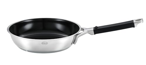 ROESLE Silence Pro CeraPlus Frying Pan, Non-Stick & Robust, Diameter 24 cm, Heat Resistant up to 260 °C, Ceramic Seal, Silver, 18/10 Stainless Steel, Dishwasher Safe
