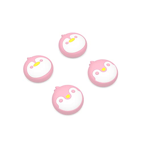 PlayVital Penguin Cute Thumb Grip Caps for ps5/4 Controller, Silicone Analog Stick Caps Cover for Xbox Series X/S, Thumbstick Caps for Switch Pro Controller - Pale Red