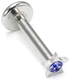 Dainty 3mm Blue Star Lip Ring-16g Steel Labret-Internal Threads-Flat Back Cartilage Earring-Tragus-Helix