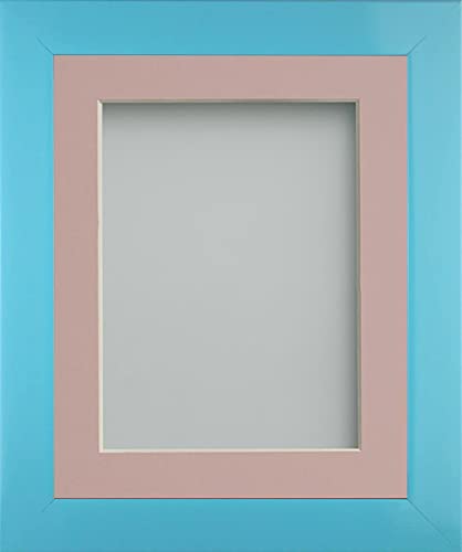 Frame Company Candy Range Aqua Blue 9x7 Frame With Pink Mount for image size 8x6 inches