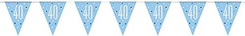 Unique Party 83440-9ft Glitz Blue & Silver 40th Birthday Bunting Banner, Age 40 - Image 3