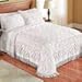 Collections Etc Elegant Victoria Plush Chenille Bedspread with Fringe Border and Ring Design, Burgundy, Queen