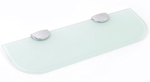 BSM Marketing Glass shelf with curved corners 3 sizes 300mm 400mm 500mm and 3 colours Clear White Black Bathroom Kitchen Bedroom (300mm x 100mm, White)