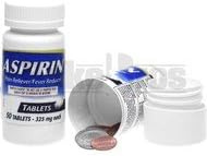 STASH SAFETY DIVERSION ASPIRIN PAIN RELIEVER FEVER 325MG 50 TABLETS 4" X 2" with Free BakeBros Silicone Container and Sticker