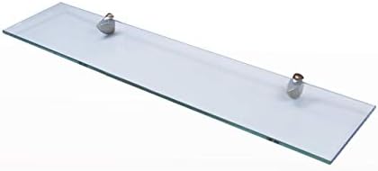 VIA - Bathroom Glass Shelf 36-in Office Shelf Tempered Floating Glass Shelf 36-inch. X 6-inch - 9mm EZ Installation Manual ANSI Certified Glass Shower Organizer Wall Mount (Single)
