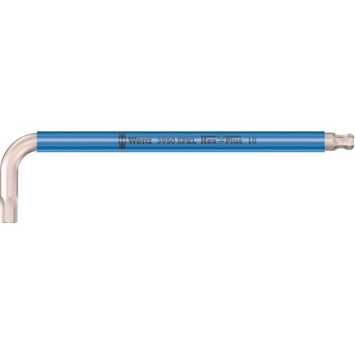 Wera 05022668001 3950 SPKL Multicolore Cles males coudees, system. metrique, acier inoxydable, 10,0 x 224 mm, Argent/bleu