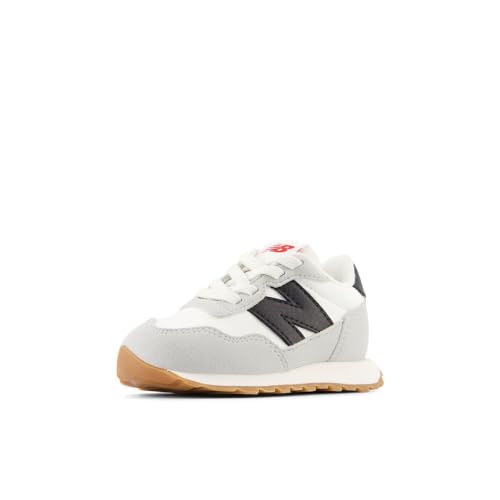 New Balance Kids 237 Bungee Sneaker, WHITE/BLACK, 7.5 M Toddler (1-4 Years)