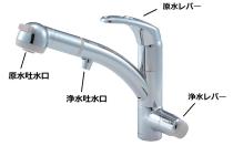 三栄水栓 キッチン用 シングルワンホールスプレー混合栓(浄水器兼用)