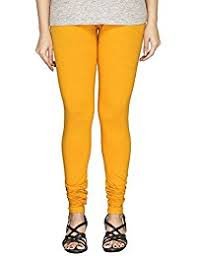 Riyana Woman's Cotton Lycra Leggings With V Cut (L05_Turmeric_Free Size)