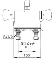 三栄水栓 【バス用混合栓】サーモデッキシャワー混合栓 取付け芯ピッチ102mm SK7801DS9