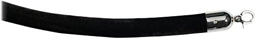 Visiontron 840BK96HE-PS1 8ft PRIME Velvet Black Rope, Hinged Snap Ends Polished Stainless Steel