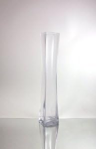 WGV Tall Masterpiece Glass Vase, 4" W x 21.65" H, (Multiple Sizes Choices) Clear Large Block Gathering Concaved Floral Centerpiece, Wedding Event Home Decor, 1 Piece (VXV0422)