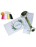 Facial Massage Jade Roller 100% Natural Handmade Premium Stone Anti Wrinkle Slimming Skin Care Tool For Women and Men By Flying Bug + Headband
