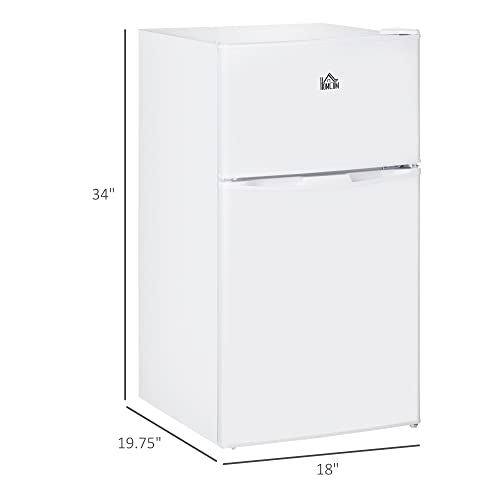 Double Door Mini Fridge with Freezer, 3.2 Cu.Ft Compact