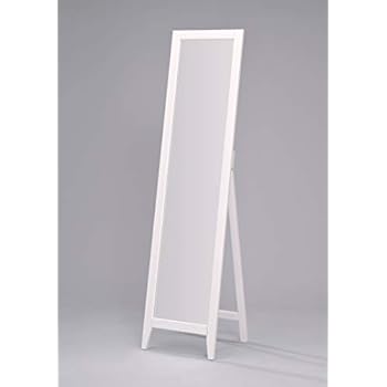 Kings Brand Furniture - White Finish Solid Wood Frame Free Standing Floor Mirror