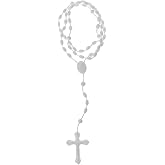 aoukoslt White Plastic Rosary Beads Luminous Necklace Catholicism Prayer Religious Jewelry, Cross Necklace for Women, Cross Necklace for Men, Women's Chain Necklaces, Men's Necklaces