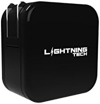 LIGHTNING TECH SuperCharger 4.8A 24W Dual USB Travel/Wall Quick Charger Smart iD Technology Foldable Plug For iPhone, iPad, Tablets, Samsung Any USB Device - BLACK