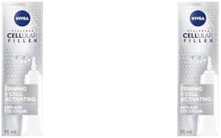 NIVEA Hyaluron Cellular Filler Anti-Age Eye Cream (15 ml), Moisturising Anti Ageing Cream for Eye Area, Powerful Hyaluronic Acid Eye Cream for Wrinkles and Dark Circles (Pack of 2)