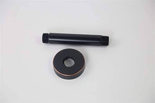 Weirun Bathroom 1/2 NPT Brass 4-Inch Round Straight Shower Arm for Fixed Shower Head with Flange Ceiling Mount,Oil Rubbed Bronze