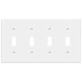 ENERLITES Toggle Light Switch Wall Plate, Size 4-Gang 4.50" x 8.19", Unbreakable Polycarbonate Thermoplastic, 8814-W, White