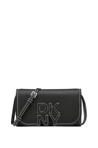 DKNY Women’s Nicole Wallet on Crossbody, Black/Light Taupe, One Size