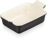 LE CREUSET Heritage Rectangular Dish Stoneware 19 cm Matte Black 1.1L view 2