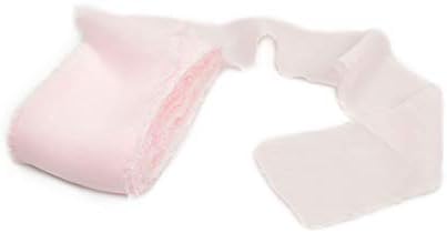 Mixsuperstore Blushing Pink Chiffon Ribbon Handmade Sample Swatch 2-1/2"x 18Yd Fringe Ribbon for DIY Crafts, Wedding Party Decorations
