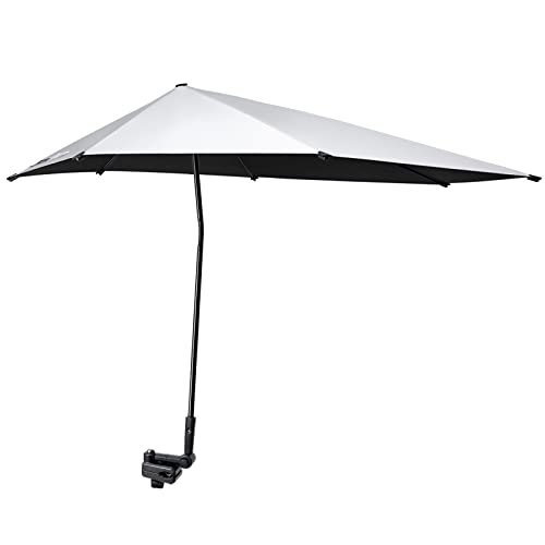 G4Free UPF 50+ Adjustable Beach Umbrella XL with Universal Clamp for Chair Stroller Wheelchair Golf Cart Bleacher Patio