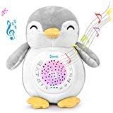 Samxic Baby White Noise Sound Machine & Shower Gift, Sleep Soother Stuffed Animal Penguin for Baby with Sleep Aid Night Light, 12 Baby-Soothing Sounds, Adjustable Volume, Auto-Off Timer