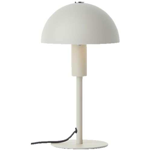 Lightbox Pilz-Tischlampe | 27 cm Höhe, Ø 15 cm | Home Office Schreibtischlampe mit Wipp-Schalter | Mini LED Lampe als Nachttischlampe für das Schlafzimmer | E14 | aus Metall in Beige