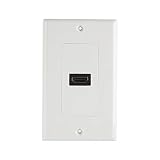 TENINYU Single HDMI Wall Plate (1 Port) - 4K UHD, ARC, and Ethernet Pass-Thru Support (1-Gang) White - for 1 HDMI (1-Port)