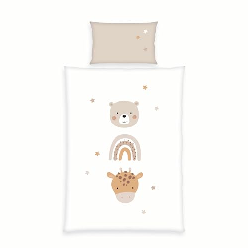 Klaus Herding GmbH Little Friends Duvet Cover Set 100 x 135 cm with Smooth Zip 100% Cotton with Envelope Closure Duvet Cover 100 x 135 cm Approx
