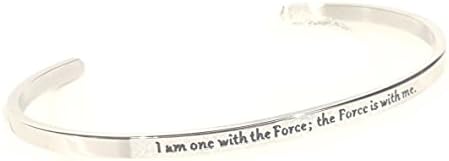 "I am one with the Force; the Force is with me" Star Wars inspired stainless steel cuff bracelet.