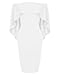 Womens Off The Shoulder Cocktail Party Dress Batwing Cape Midi Wrap Dress White
