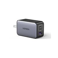 UGREEN Nexode Charger, Type C Rapid Charger, 65W PD, GaNII Gallium Nitride, USB-C 2 and USB-A*1, PD3.0, PPS Standard, Foldable, Compatible with iPhone 16/15/14, MacBook, iPad, Galaxy, Android and