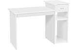 Topeakmart Small White Computer Desk with Drawers