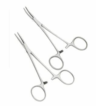 Pet Ear Hair Locking Forceps Stainless Steel Haemostat Forceps for Dogs Cat Grooming Locking Tweezers (15cm Curved)
