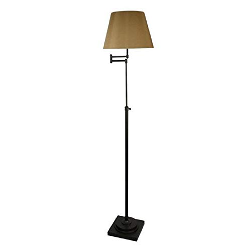 Allen Roth Hillam 64 In Bronze Swing Arm Floor Lamp With Fabric