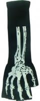 Outer Rebel Fashion Long Fingerless Knit Gloves- Black with White Bones