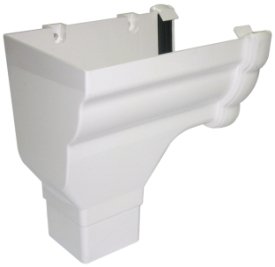 FLOPLAST Stopend Outlet - RON2 65mm Square L/H for 110mm Niagara OGEE system (WHITE)