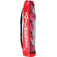 Gilbert Netball Ball Tube Bag - Red, Letter Print, Polyester, Shoulder Strap, Pullover Closure, 27.5 x 72 x 27.5 cm, Holds 5 Netballs