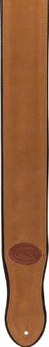 Onori USM-CL-S5-SND 2-1/2-Inch Cowless Guitar Suede Strap with Outer Piping - Sand