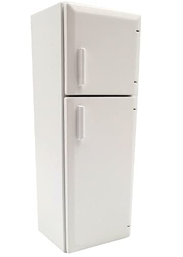 SXFSE Dollhouse Decoration Accessories, 1:12 Dollhouse Miniature Furniture Simulation Kitchen Refrigerator Play Pretend Toy (White, 5 x 5.4 x 14.9 cm)