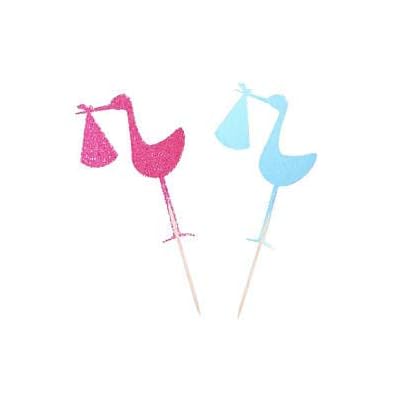 DKISEE Wooden Wedding Cake Topper Stork Baby Shower Cake Supplies Decorations for Your Friends and Family